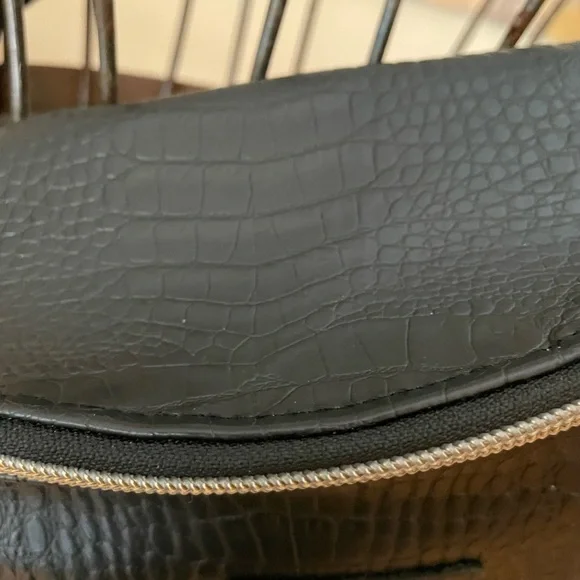 Makeup Junkie Large Sidekick Bag Shade of Onyx Silver Tassel Snakeskin Interior - Picture 2 of 11